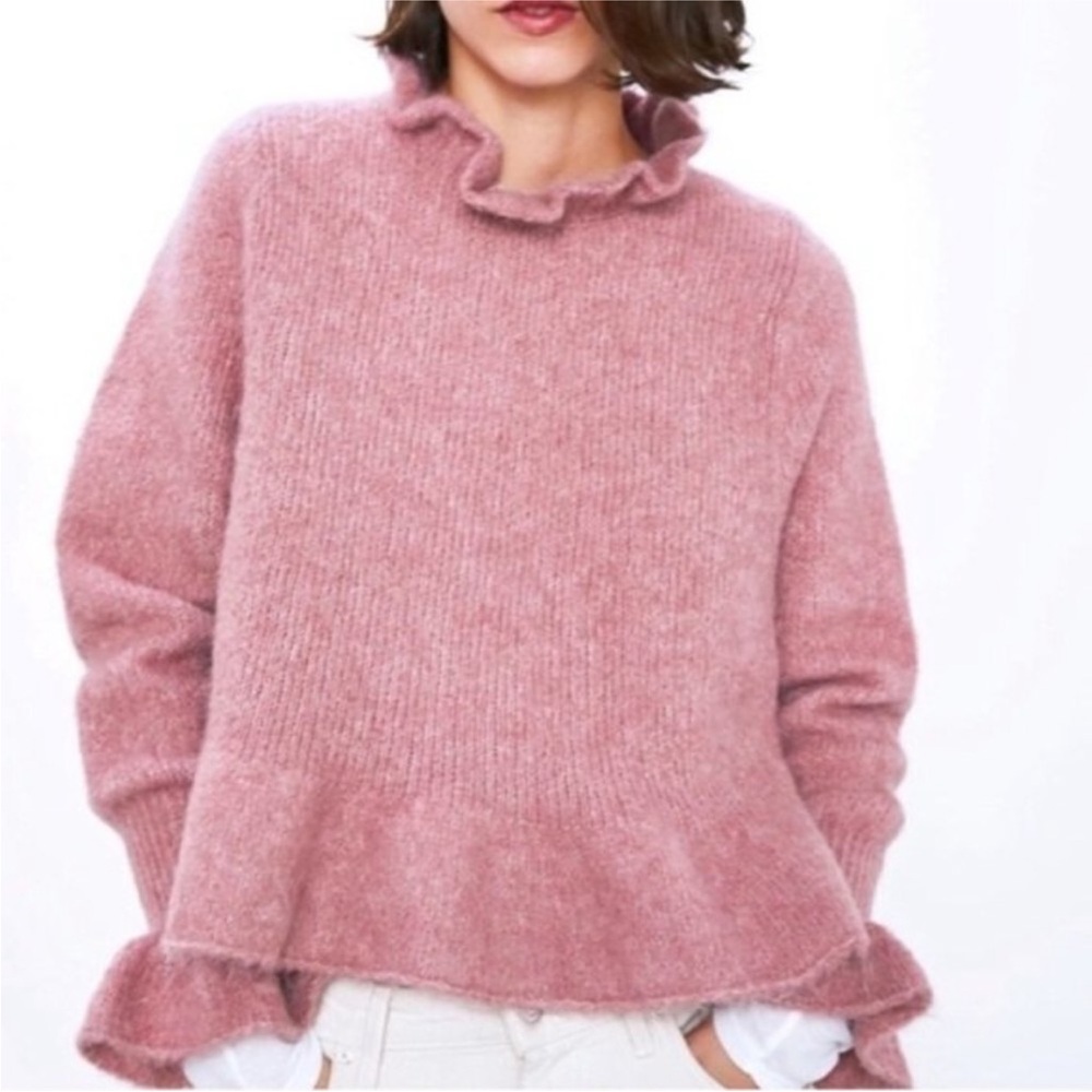 ZARA Pink Alpaca Wool Blend Sweater Size Small